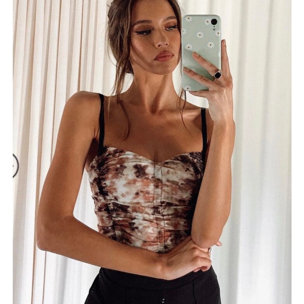 Princess Polly Brown Tie Dye Crop Top